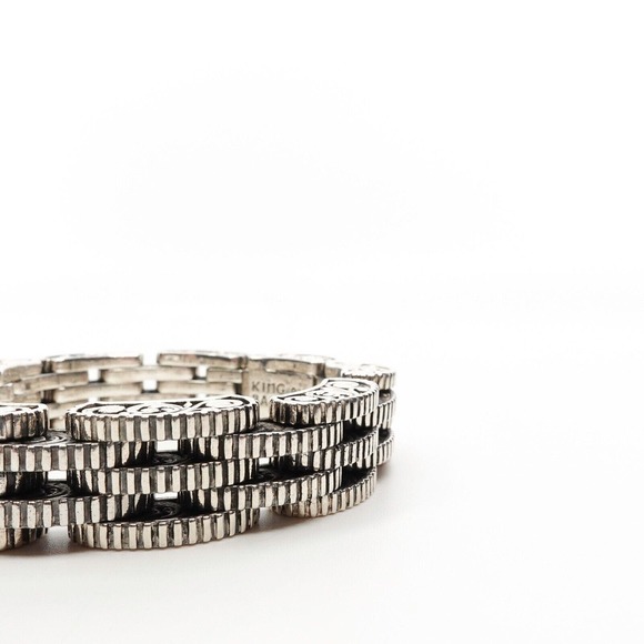 King Baby Studio Small 7 Row Rotor Link Bracelet Star Box Clasp Silver .925 - Picture 6 of 11